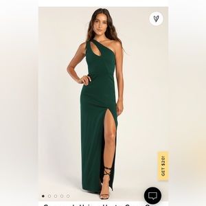 Gorgeously Unique Hunter Green One-Shoulder Cutout Maxi Dress